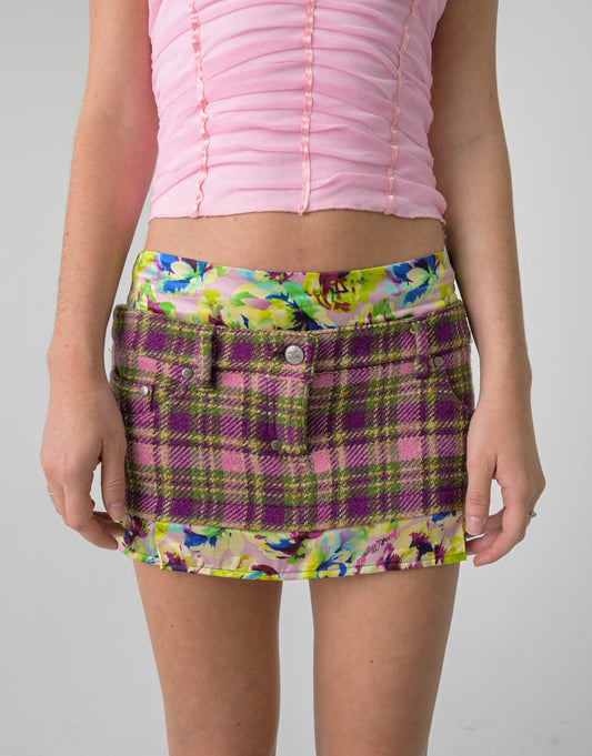 Plaid Overlay Miniskirt
