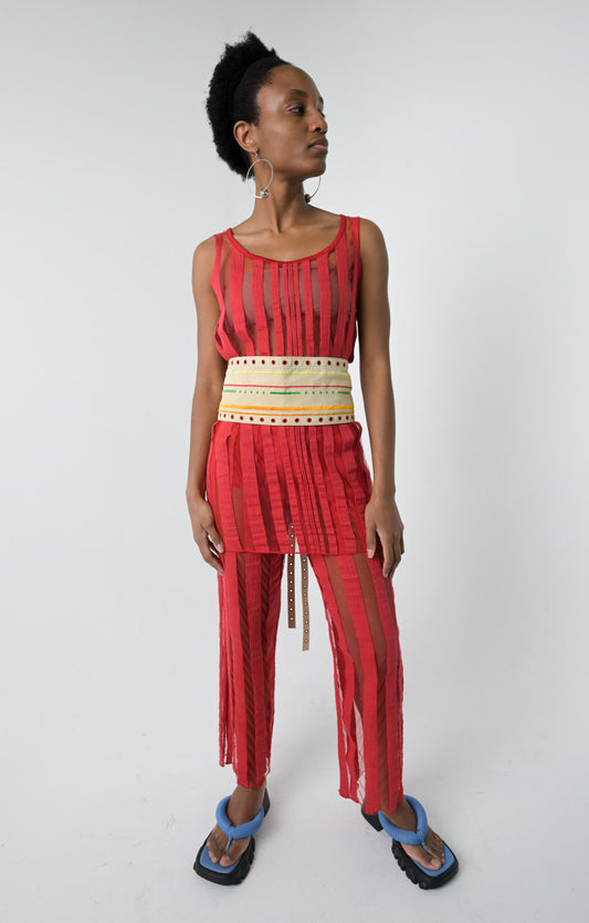La Perla Strawberry Striped Mesh Set
