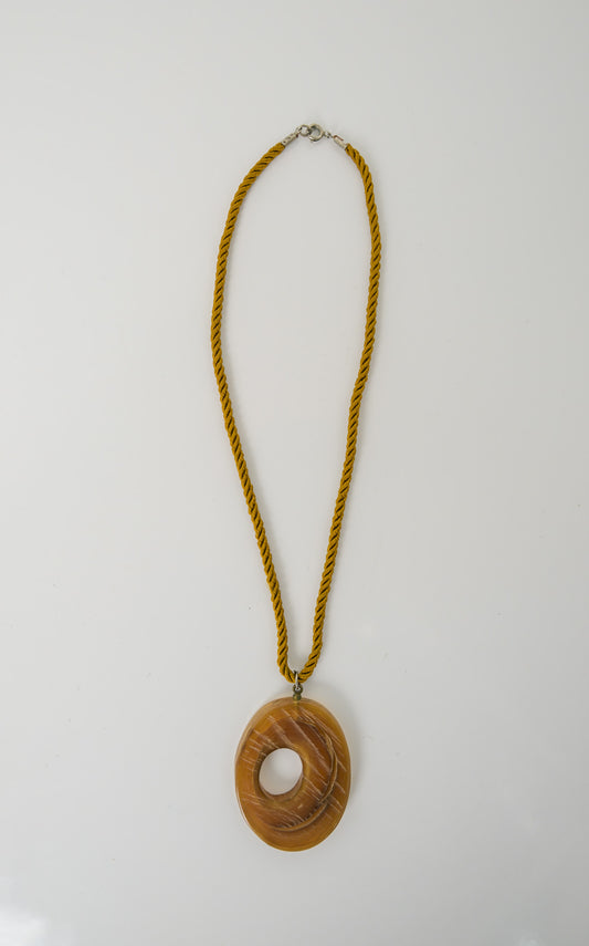Amber Oval Pendant Necklace