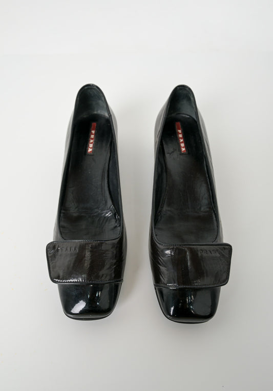 Prada Charcoal Velcro Pumps (39.5)