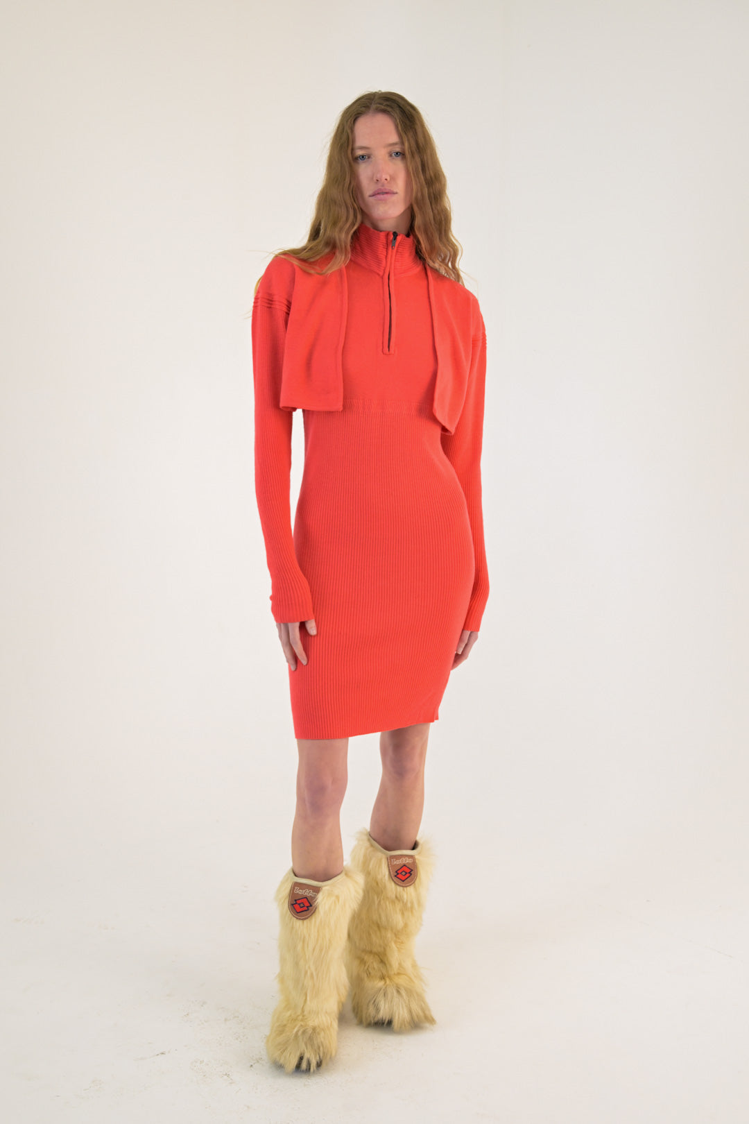 Claude Montana Coral Wool Dress