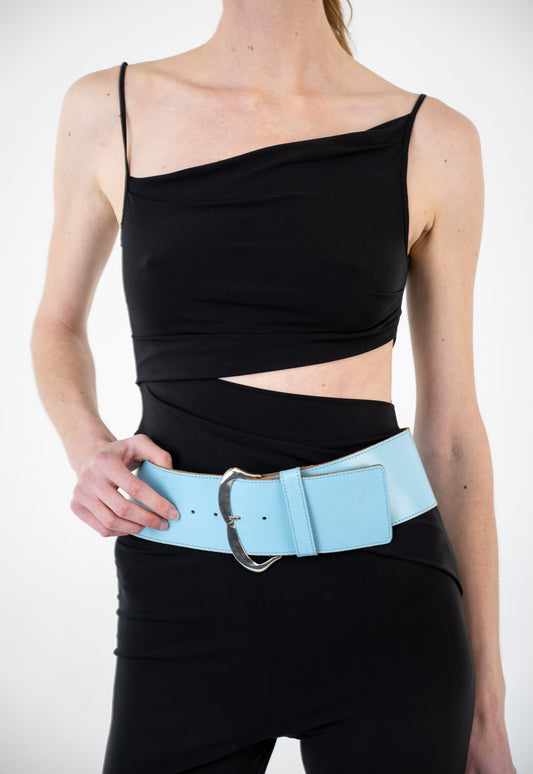 Whale Blue Leather Belt