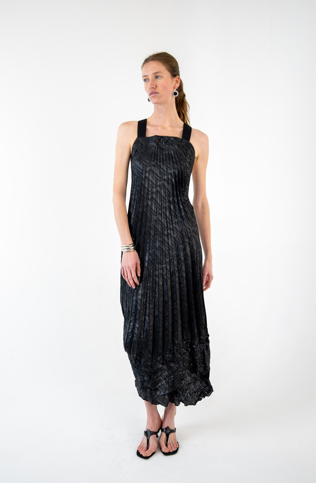 Marithé + François Girbaud Gunmetal Pleated Dress