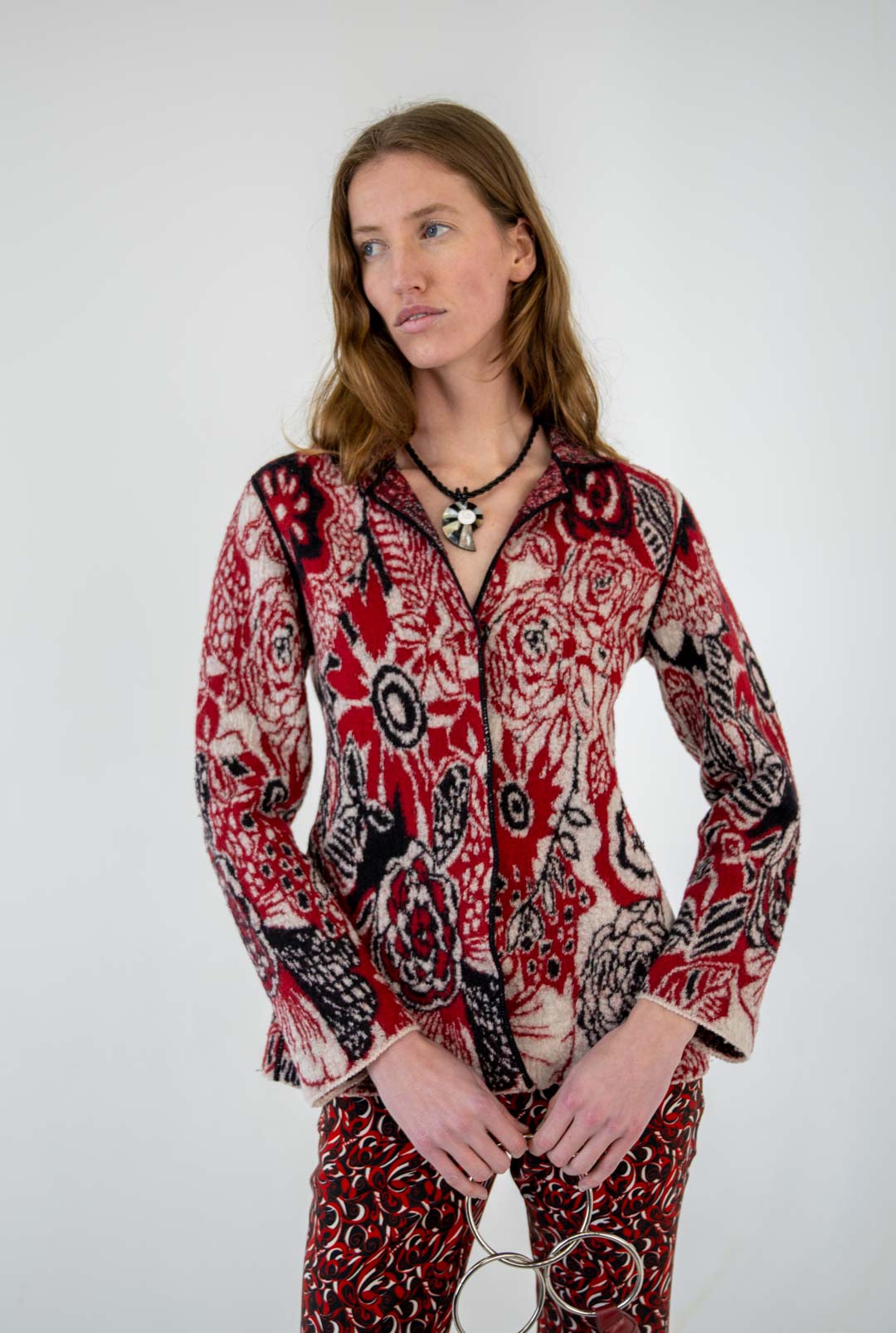 Fuzzi Black Rose Wool Jacket
