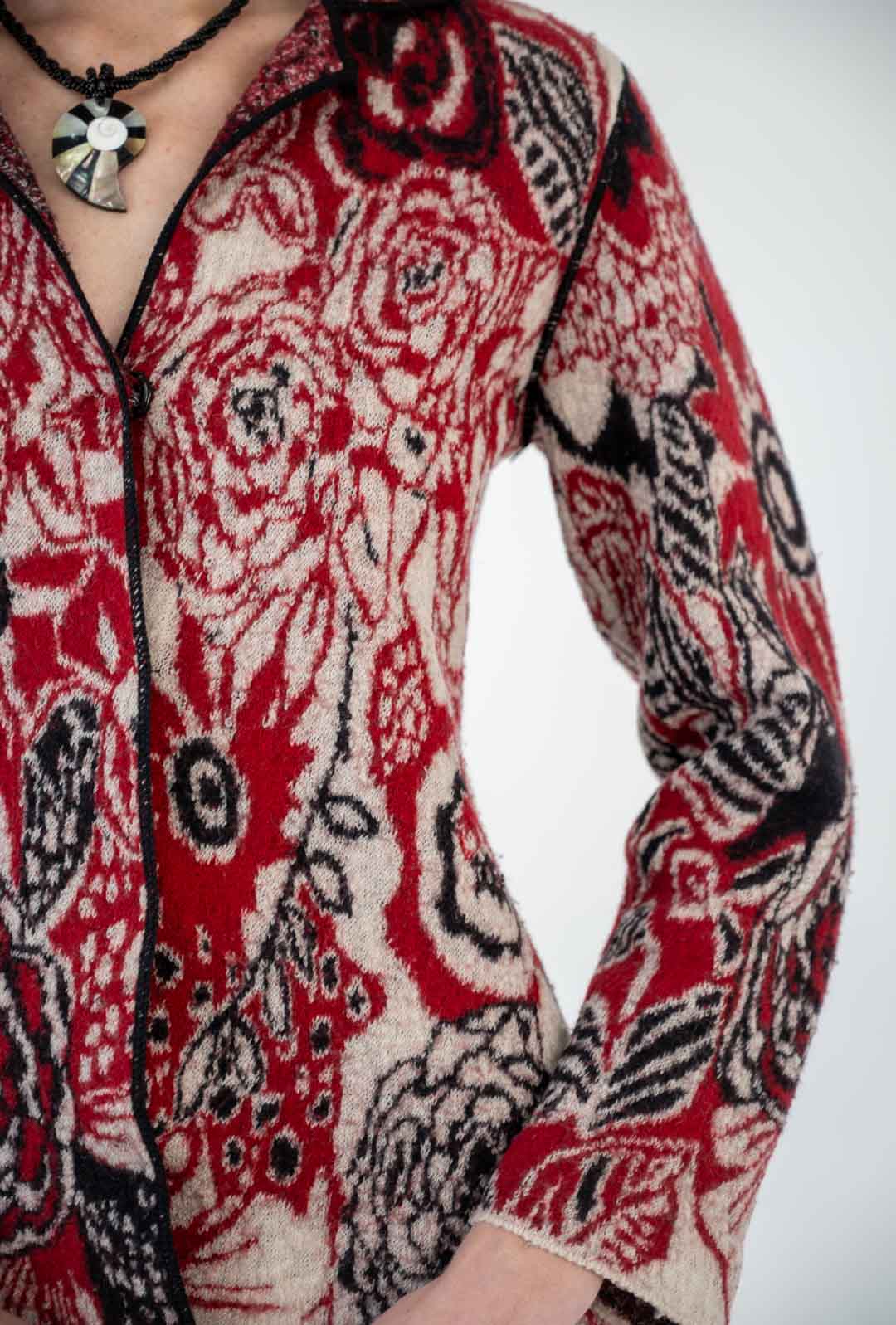 Fuzzi Black Rose Wool Jacket