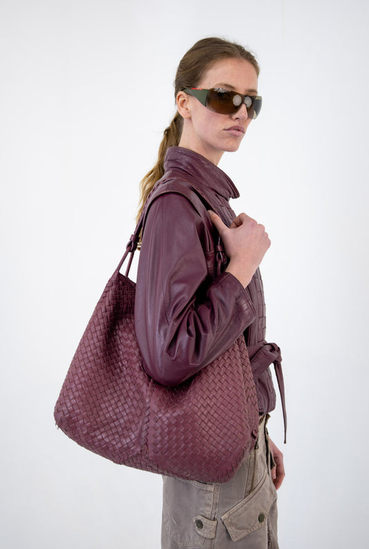 Botttega Veneta Mauve Intrecciata Leather Bag