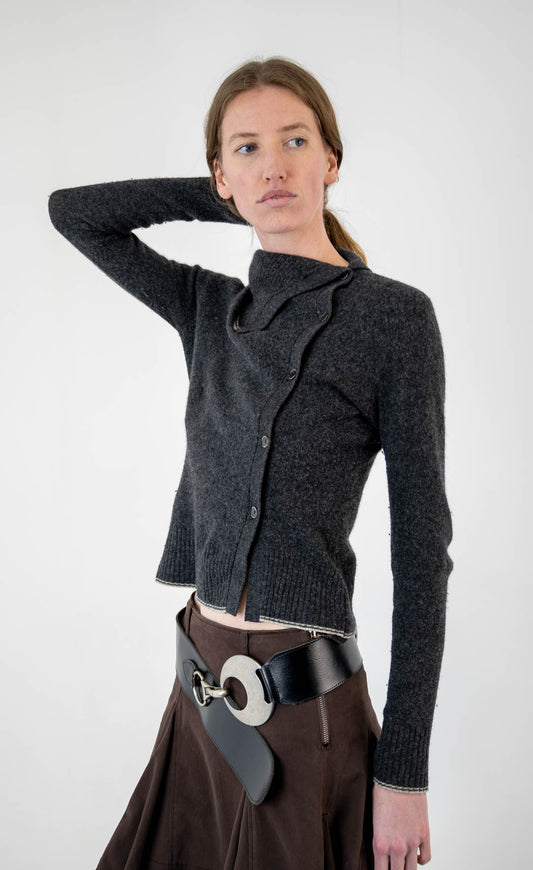 Charcoal Asymmetrical Cardigan