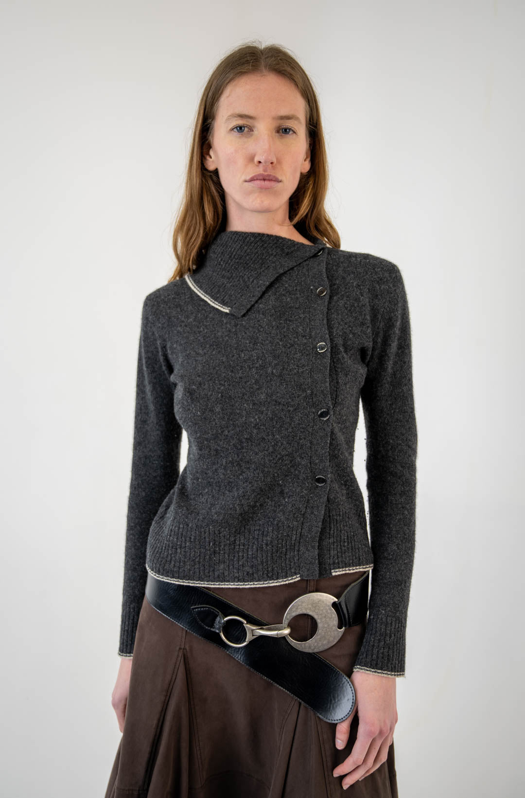 Charcoal Asymmetrical Cardigan