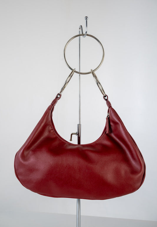 Barneys NYC Oxblood Leather Ring Purse