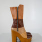 Colorblock Platform Leather Boots (37)