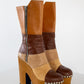 Colorblock Platform Leather Boots (37)