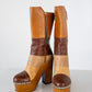 Colorblock Platform Leather Boots (37)