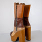 Colorblock Platform Leather Boots (37)