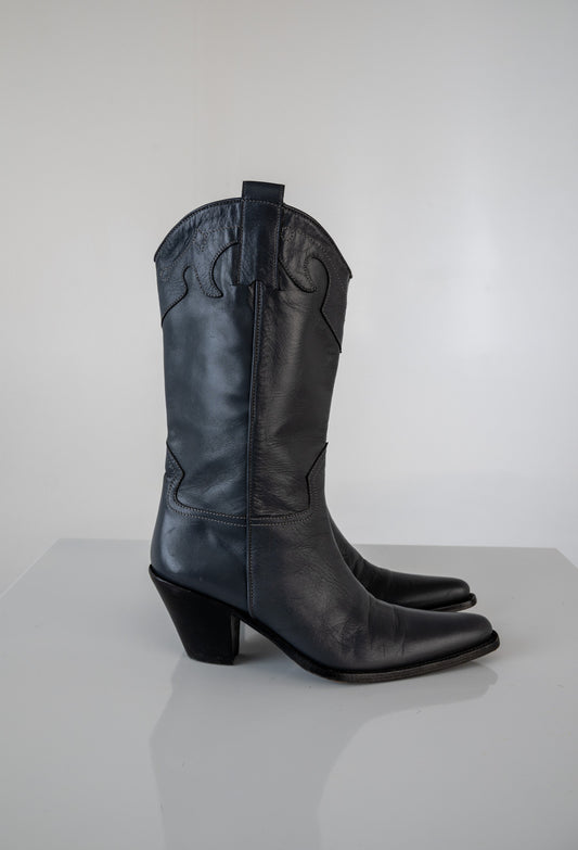 Franco Russo Leather Cowboy Boots (39)