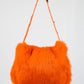 Tangerine Rabbit Fur Purse