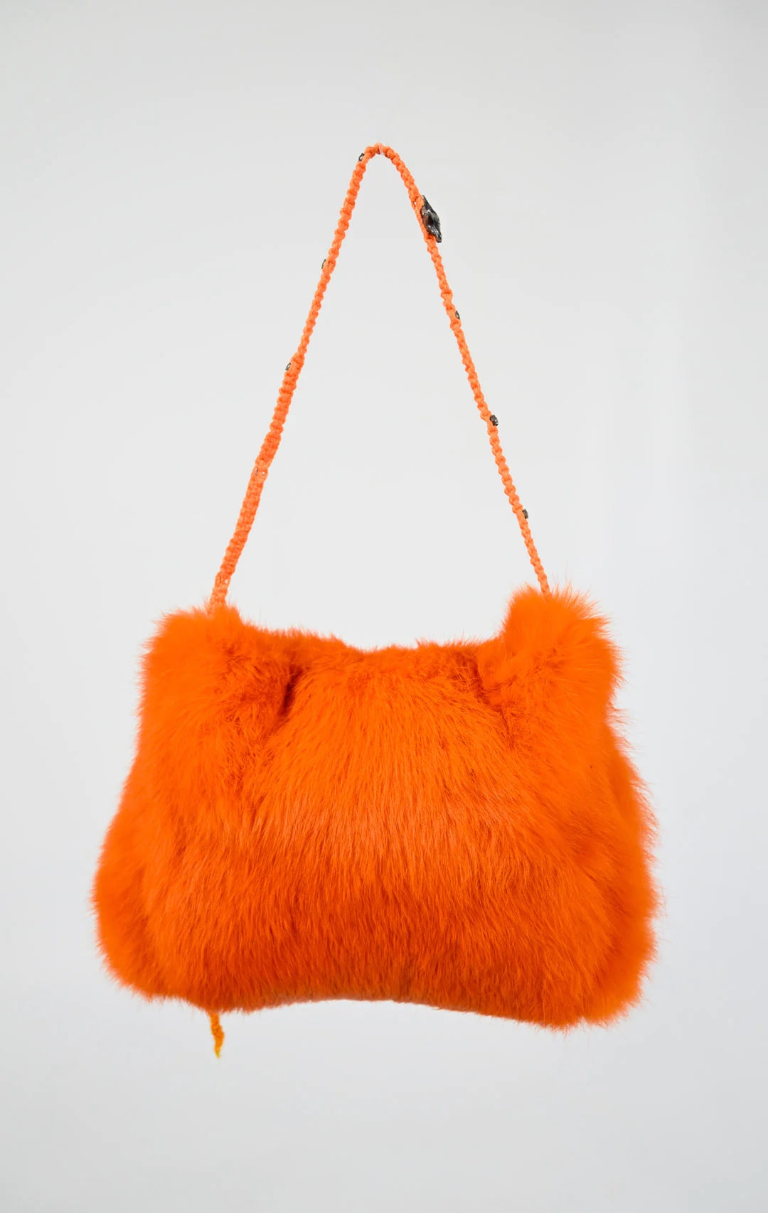 Tangerine Rabbit Fur Purse