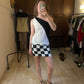 Jorando Checkerboard Sequin Skirt