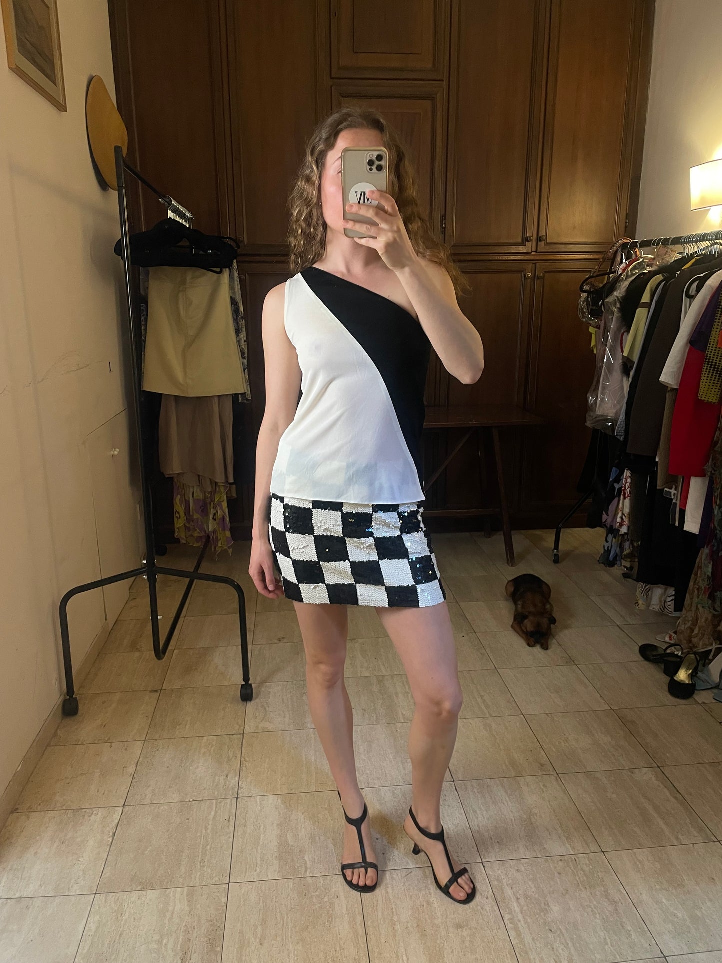 Jorando Checkerboard Sequin Skirt