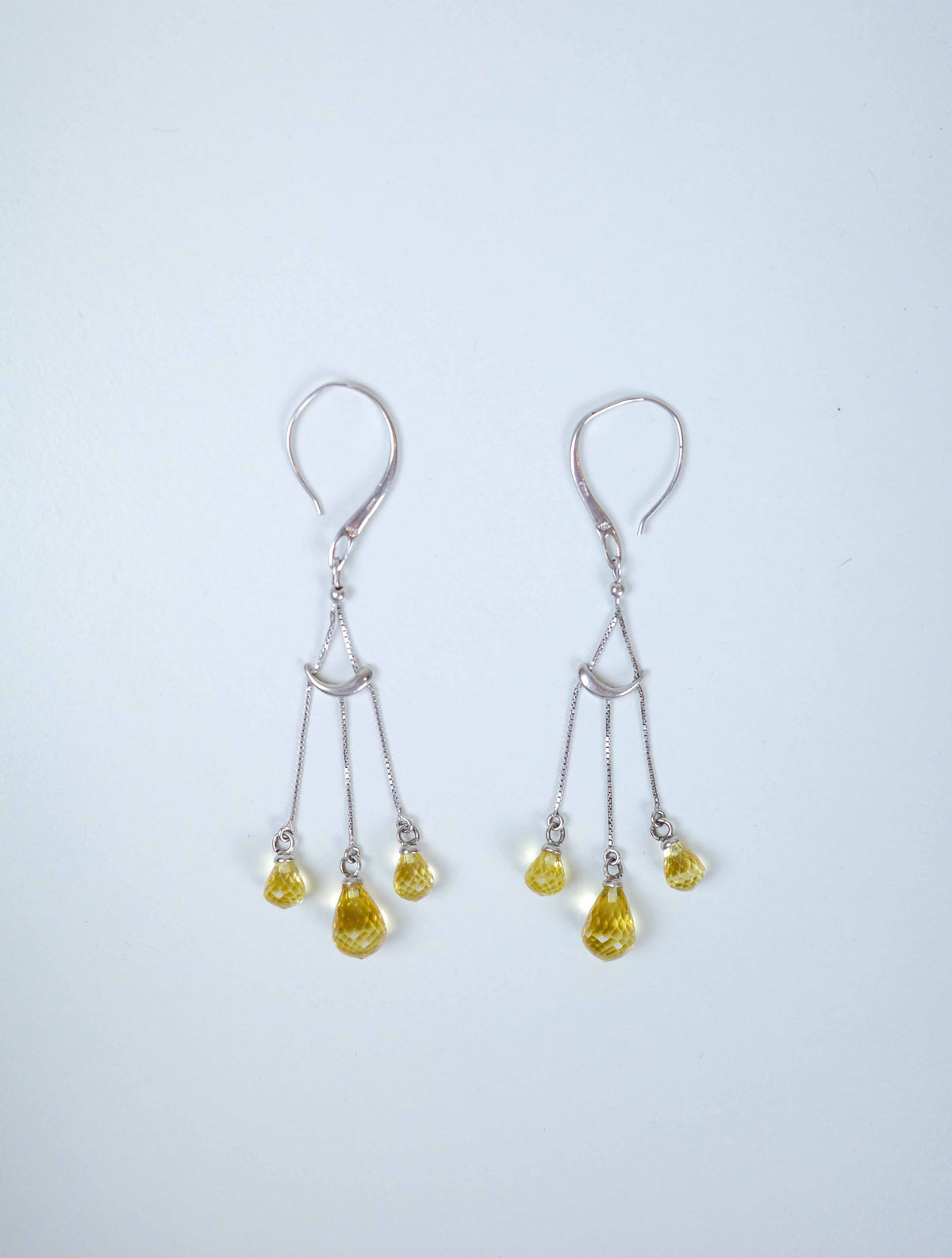 Silver Citrine Drop Earrings
