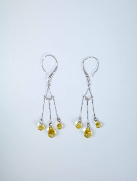 Silver Citrine Drop Earrings