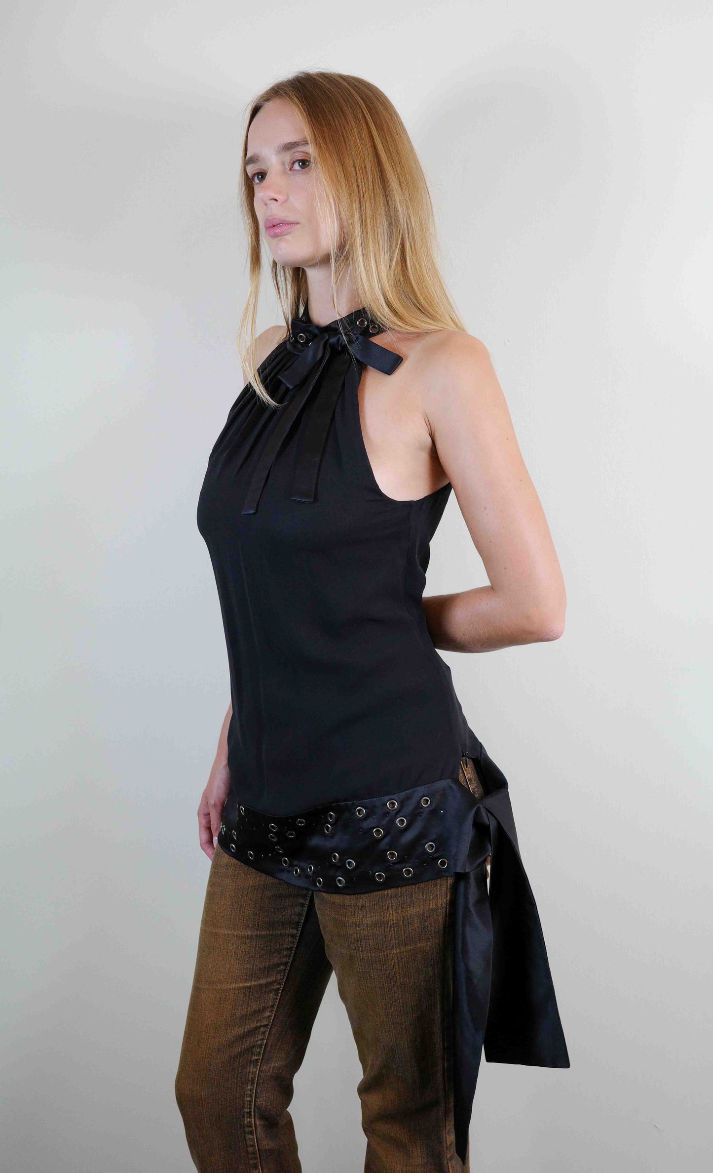 Richmond Silk Grommet Blouse