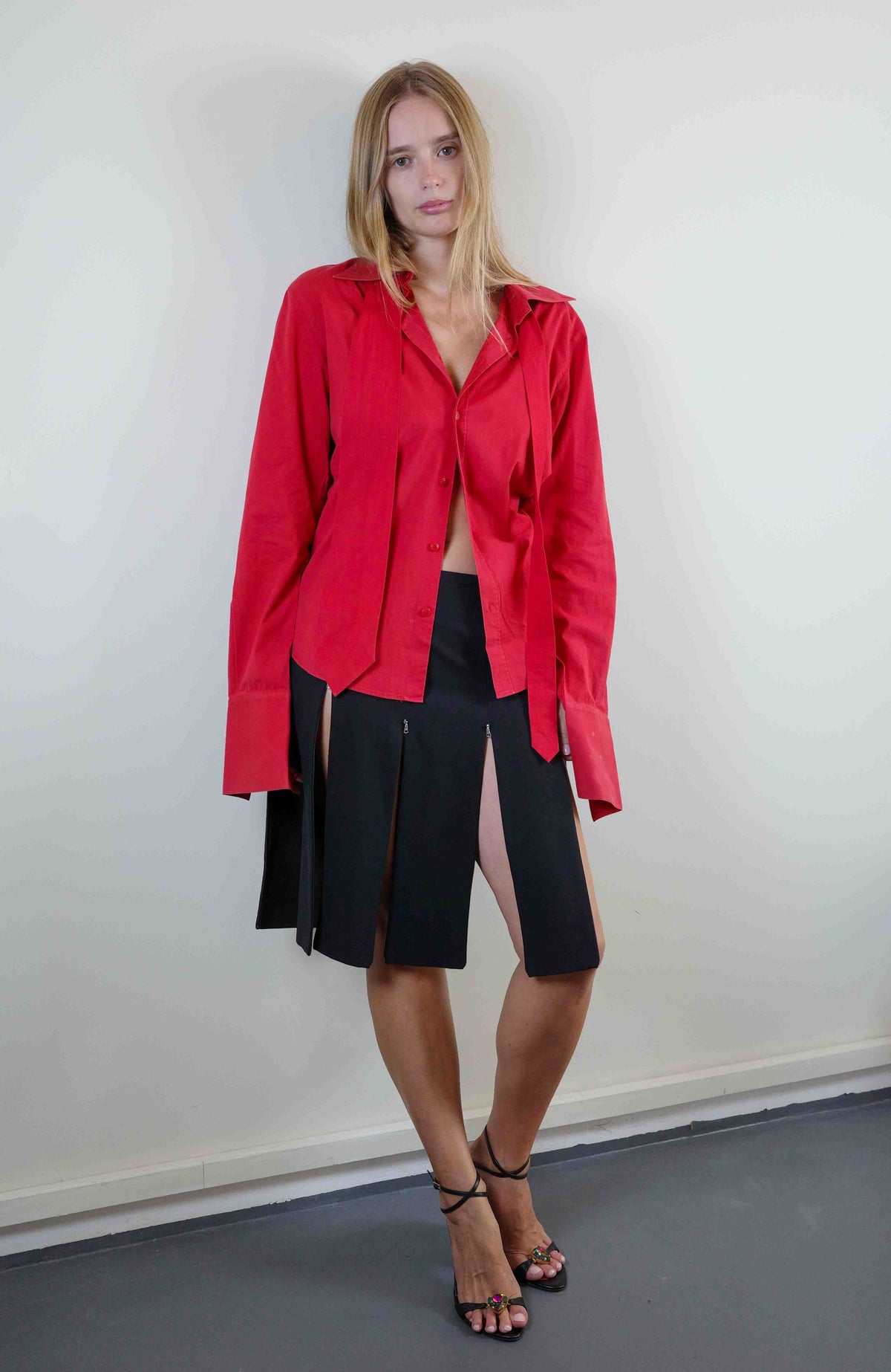 Miu Miu Scarlet Necktie Shirt