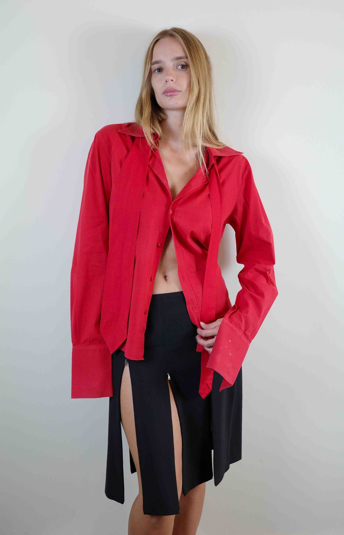 Miu Miu Scarlet Necktie Shirt