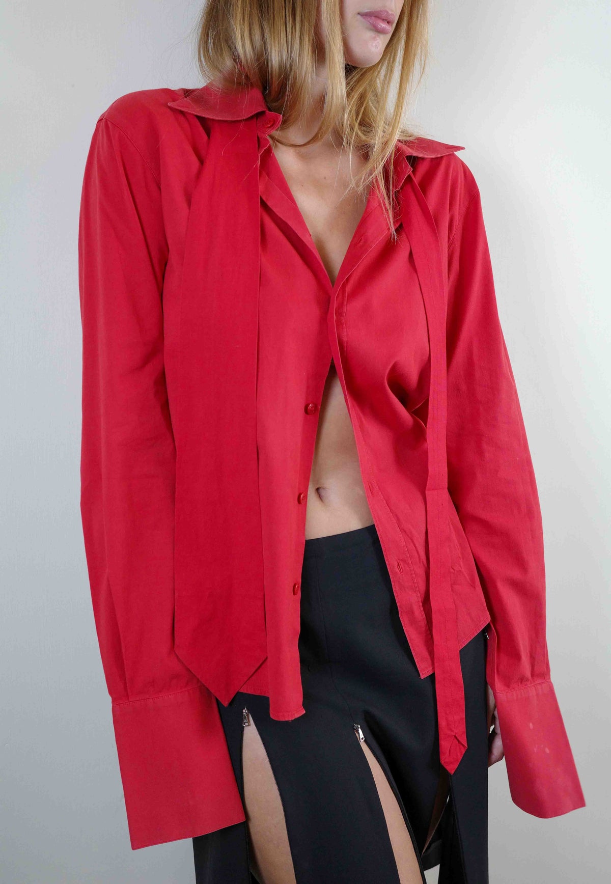 Miu Miu Scarlet Necktie Shirt