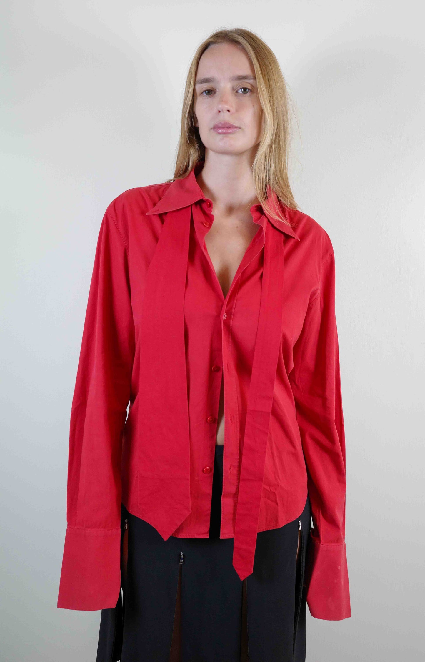 Miu Miu Scarlet Necktie Shirt