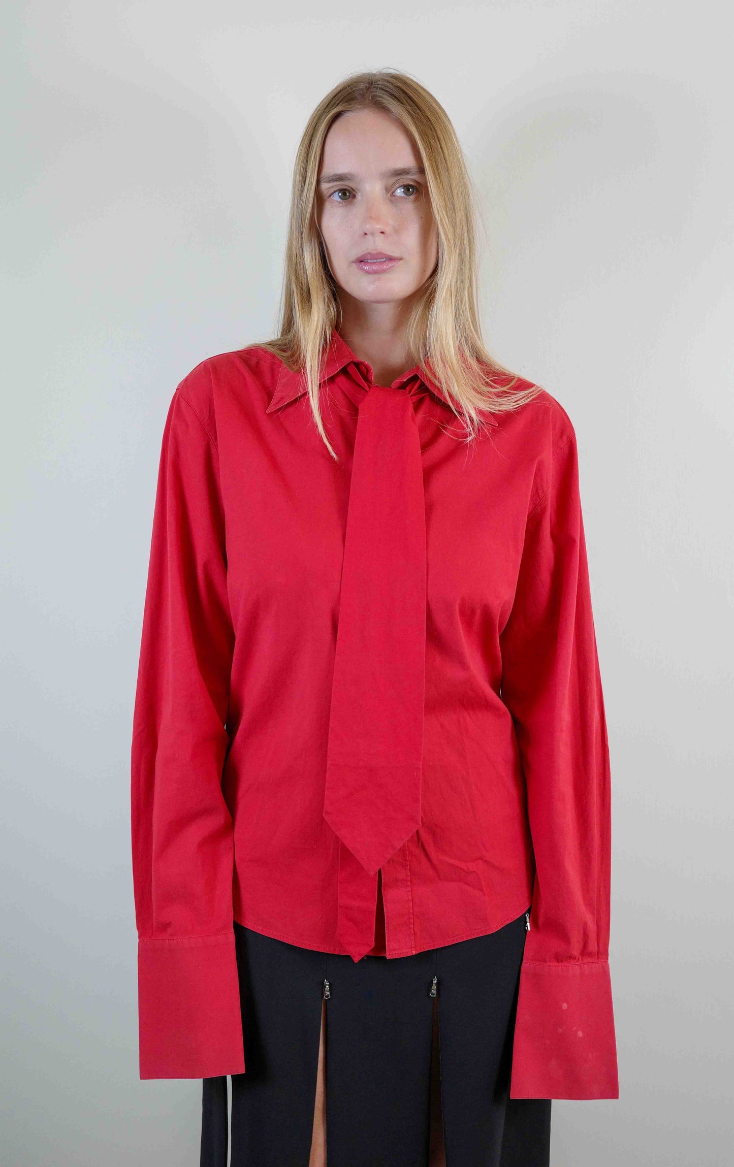 Miu Miu Scarlet Necktie Shirt