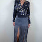 Stone Suede Fringe Skirt