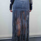 Stone Suede Fringe Skirt