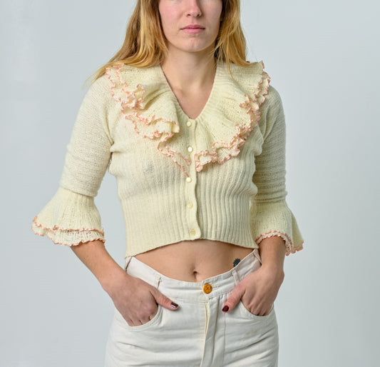 Frilly Cream Cardigan