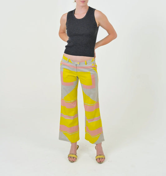 Windowpane Graphic Pants