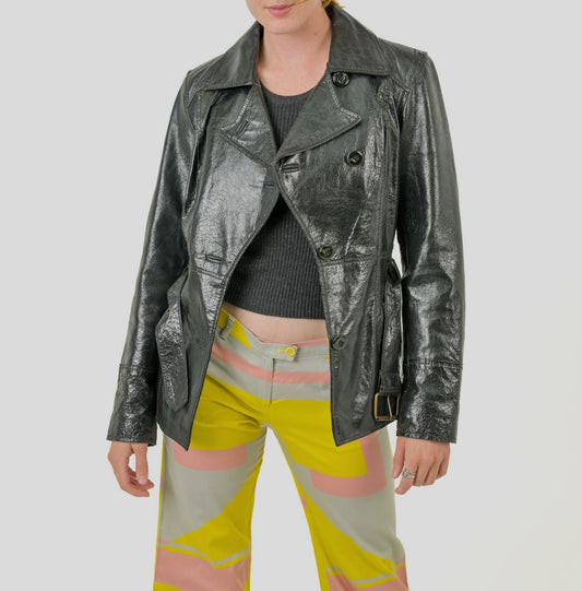 Gunmetal Patent Leather Jacket