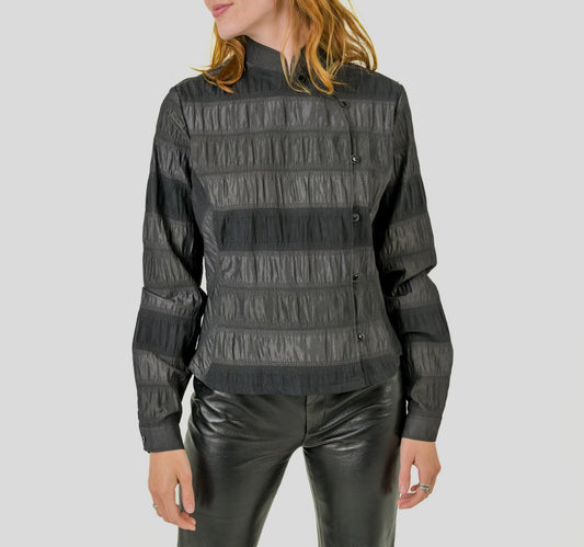 Slate Mandarin Collar Blouse