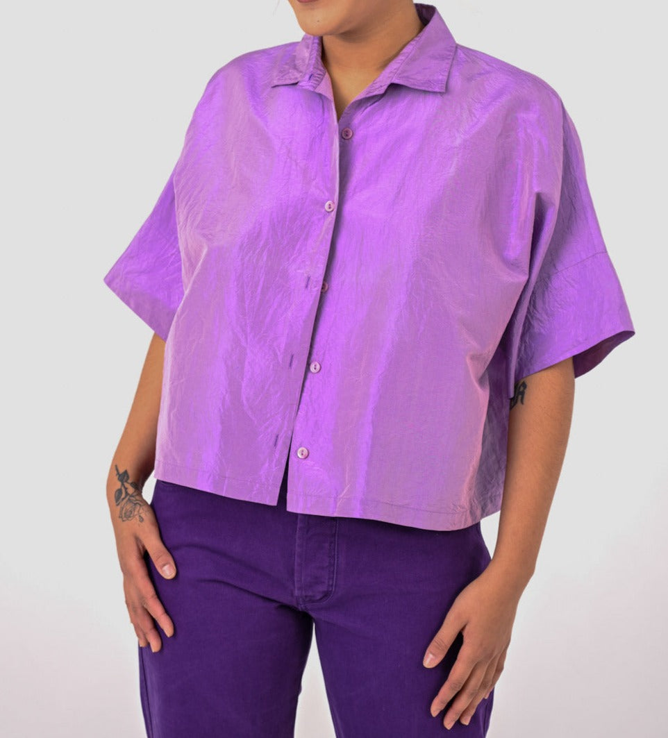 Lilac Silk Boxy Blouse