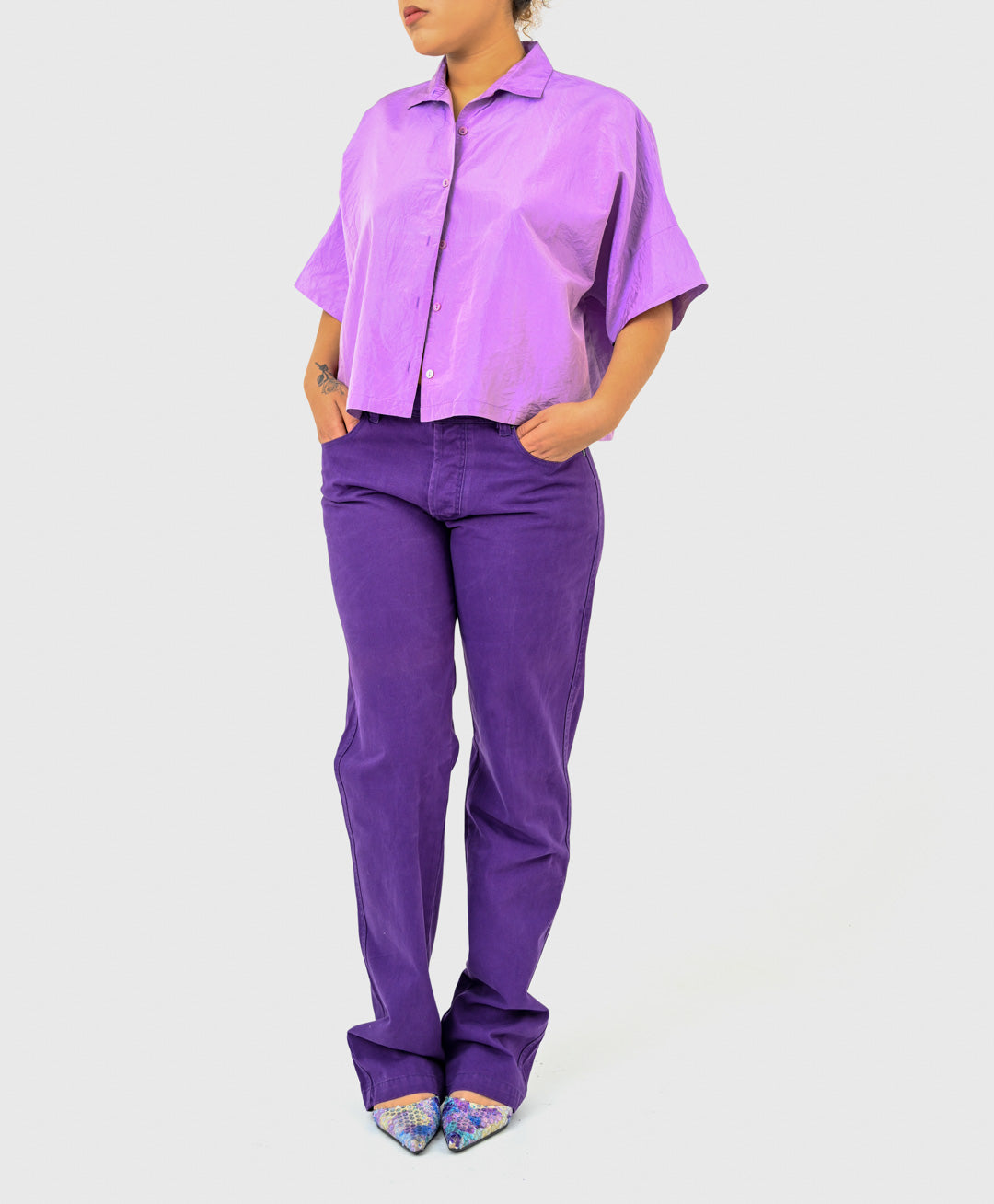 Lilac Silk Boxy Blouse