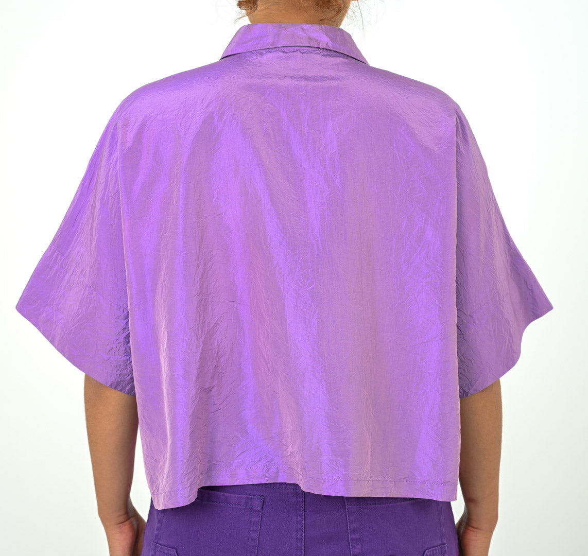 Lilac Silk Boxy Blouse