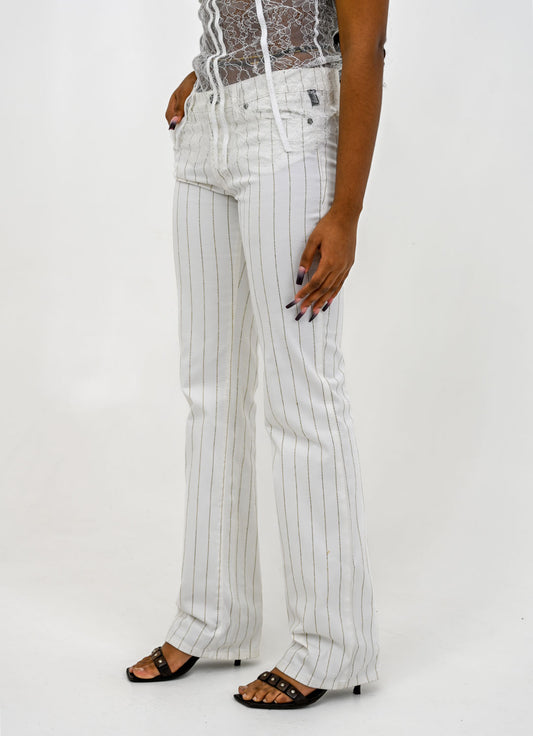 Versace Bronze Pinstripe Pants