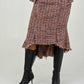 Rabbit Trim Rosewood Tweed Skirt Suit