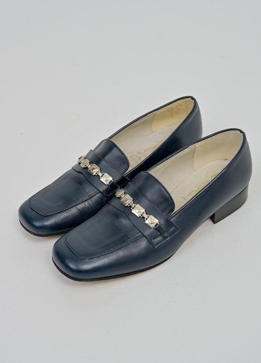 Midnight Heart Leather Loafers (38)