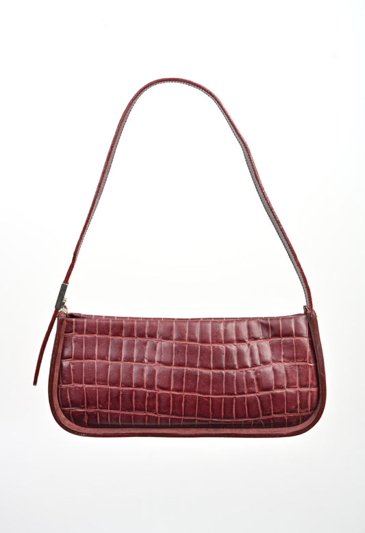 Mahogany Leather Croc Purse