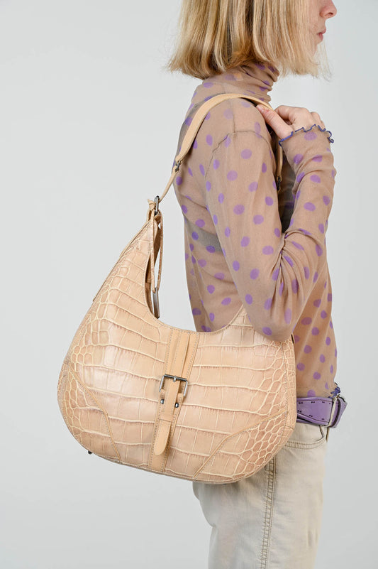 Fawn Leather Croc Bag