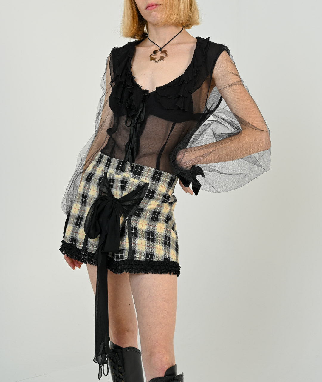 Plaid Bow Miniskirt