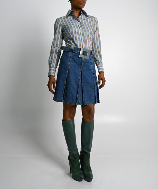Moschino Buckle Denim Skirt