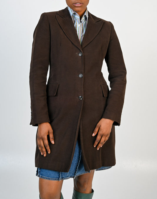 Cioccolato Velvet Longline Blazer