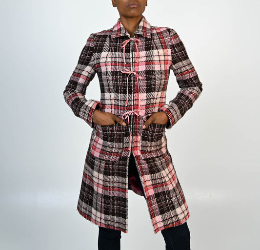 Bow Plaid Coat