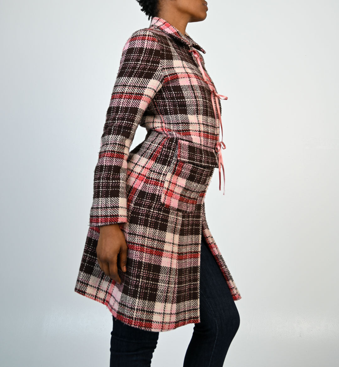 Bow Plaid Coat