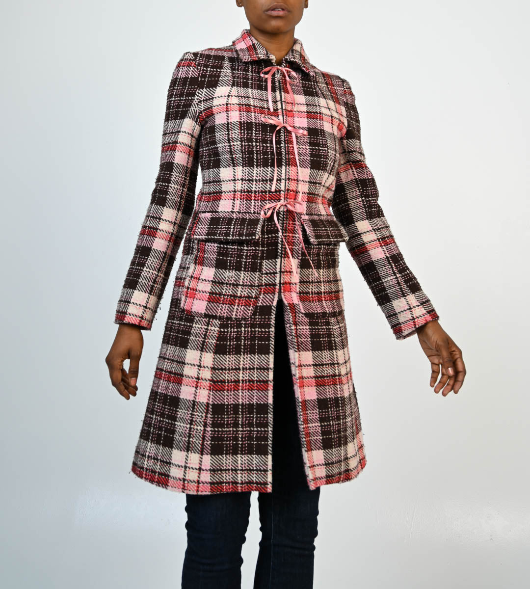 Bow Plaid Coat